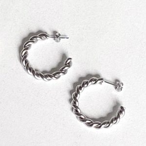 Twist Hoop Earrings -Silver