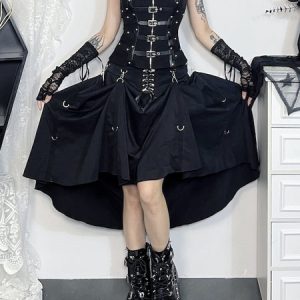 Gothic ribbon baggy skirt