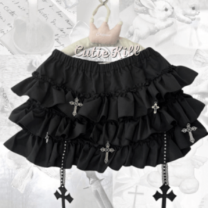 Y2k goth cross pendants layered bloomer skirt