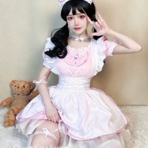 Pink Cat Maid Cosplay Dress