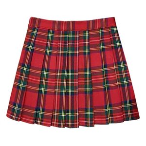 [Plus size] Classic Christmas red plaid A-line skirt