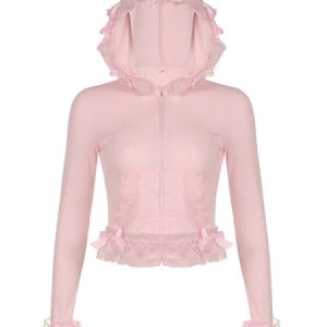 Barbie pink lace hoodie