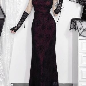 Dark spiderweb backless dress