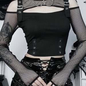 Punk girl off-shoulder top