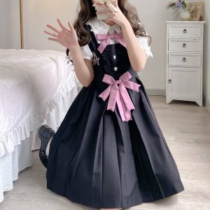 [Black Pink] Bunny bow JK uniform dress blouse