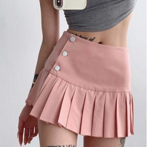 Buttons slit skirt