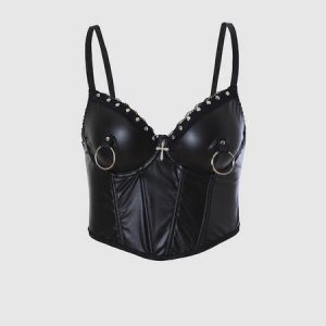 Punk cross studded corset