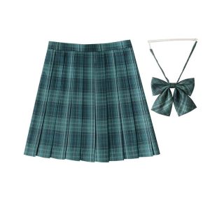 [Poetic Green] JK vintage plaid uniform skirt