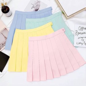 Candy solid pleated mini skirt