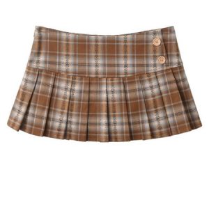 Brown plaid mini skirt