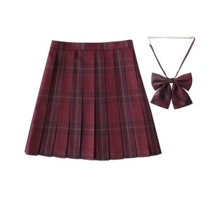 [Jujube Flower Red] JK vintage plaid uniform skirt