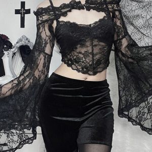 See-through aesthetic lace bolero