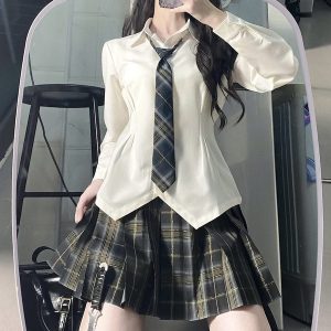 Fitted waist button-up shirt jk blouse