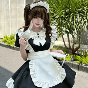 Kawaii vintage ruffles maid dress