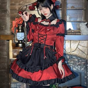 Gothic devil lolita maid dress