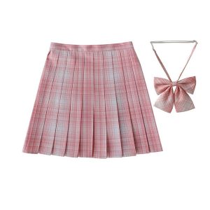 [Blossom Pink] JK vintage plaid uniform skirt