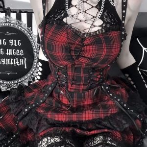 Spicy red gothic girl outfit