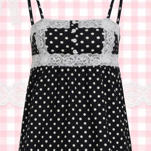 Bernadette polkadot lace patchwork cami top