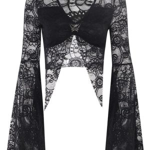 Butterfly skull goth lace crop top
