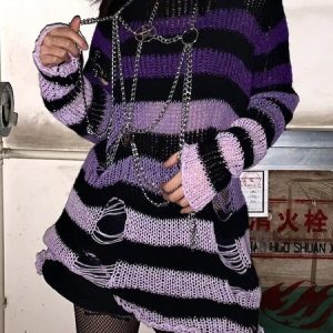 Gradient punk ripped sweater