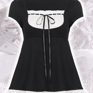 Elise ruffle trim puff top