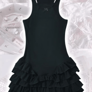 Sweetheart ruffle hem tank dress