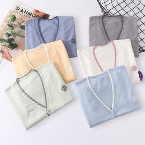 JK flower embroidery knit cardigan