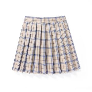 [Khaki Yellow] Jk vintage plaid seifuku uniform skirt