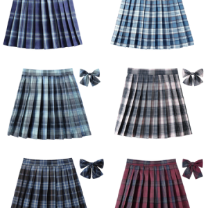 [JK Skirt+Bow] 48cm vintage plaid uniform skirt