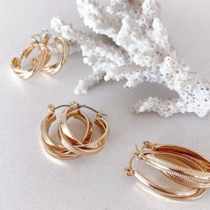 Maya Twist Earrings Set - Gold