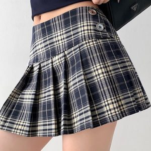 Spicy girl plaid low-waisted mini skirt
