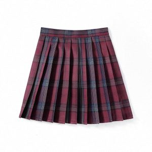 [Cherry Red] JK vintage plaid uniform skirt