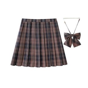 [Caramel Brown] JK vintage plaid uniform skirt