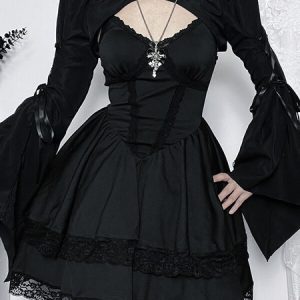 Ribbon sleeves gothic bolero
