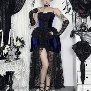 Fairy goth sapphire lolita dress