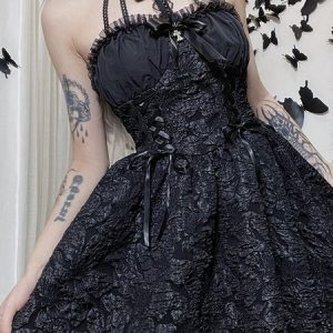 Darkness princess halter cross lace dress