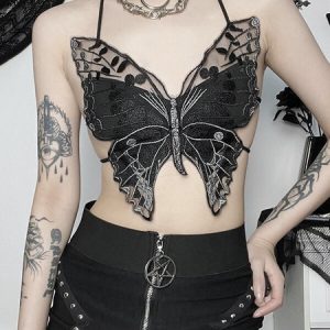 Butterfly in dark cami top