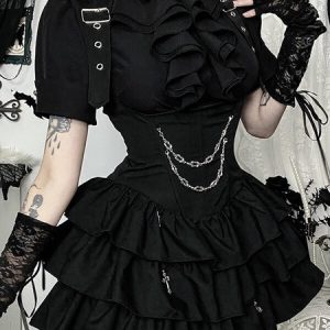 Jirai Ke gothic ruffled suspender dress