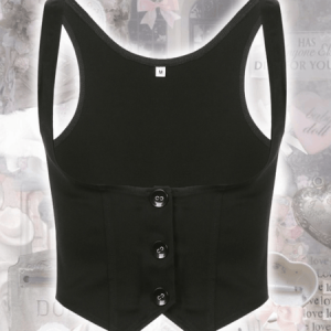 Square neck button-up crop vest top