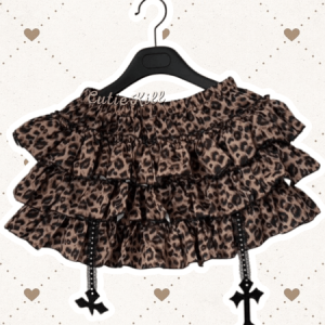 Leopard y2k cross layered bloomer skirt