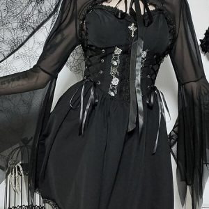 Lace ribbon see-through bolero