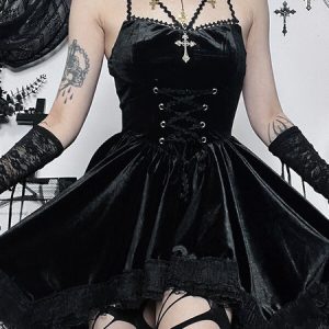 Dark cross ribbon dress
