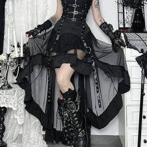 Alternative punk sheer mesh skirt