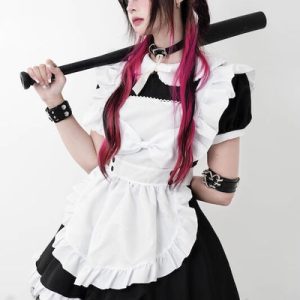 Cosplay bow maid dress set