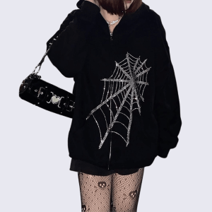 Street goth spider web hoodie