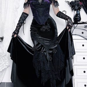 Gothic floral fishtail skirt